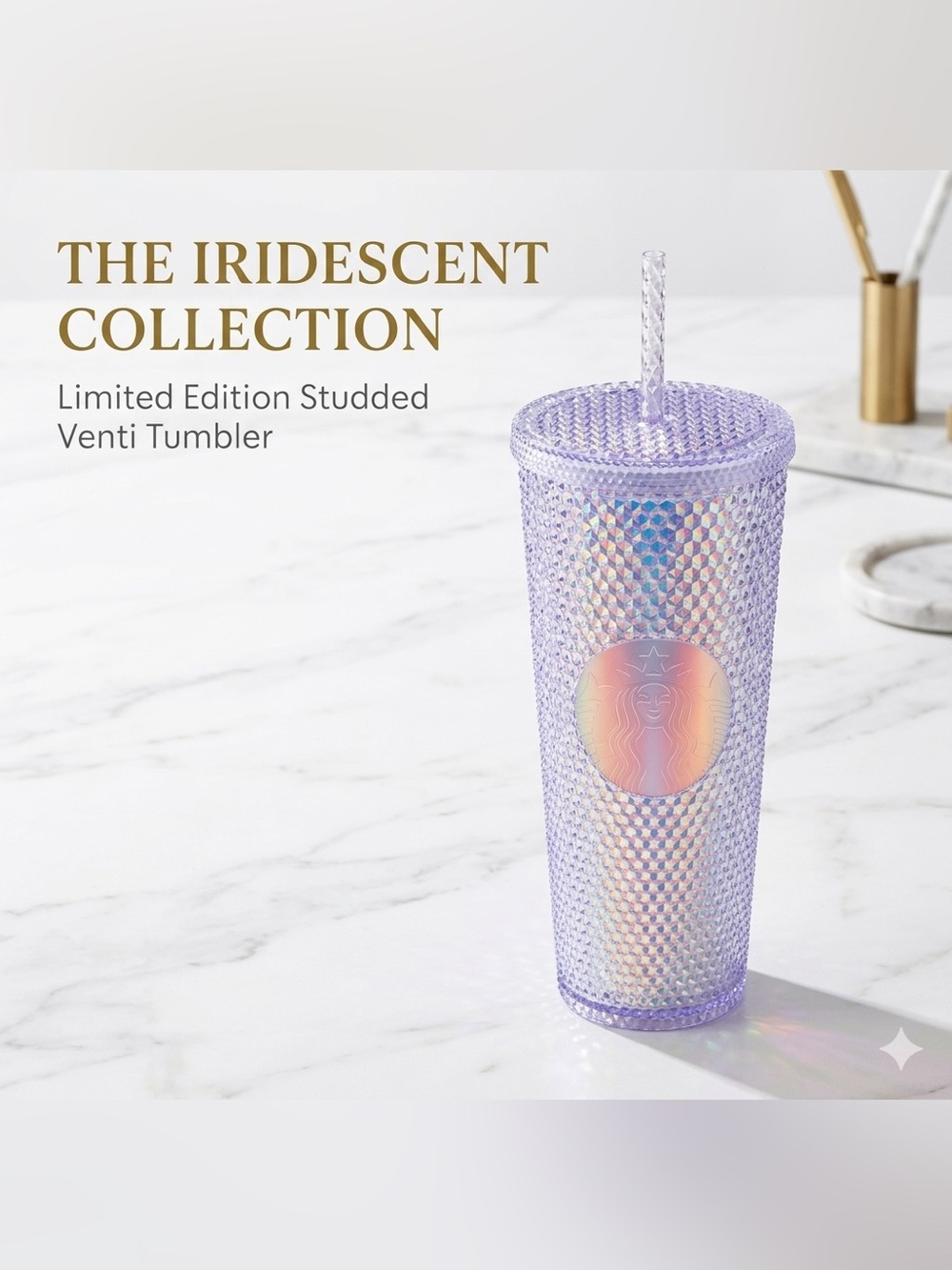 Starbucks 2023 Unicorn Iridescent Studded Venti Tumbler 24oz NWT Limited Edition